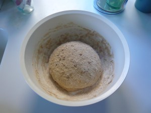 The kneaded dough, ready to rest. With the malthouse flour I had to add quite a bit of extra flour to get over the stickiness.