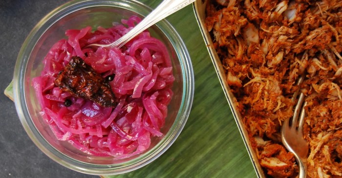 cochinita pibil and red onion escabeche