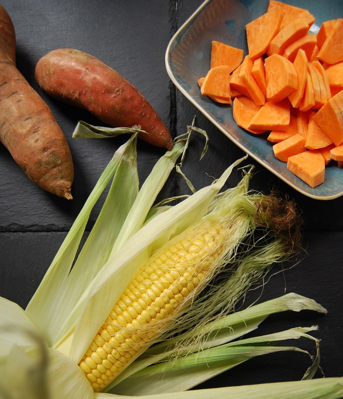 Sweet potatoes and corn